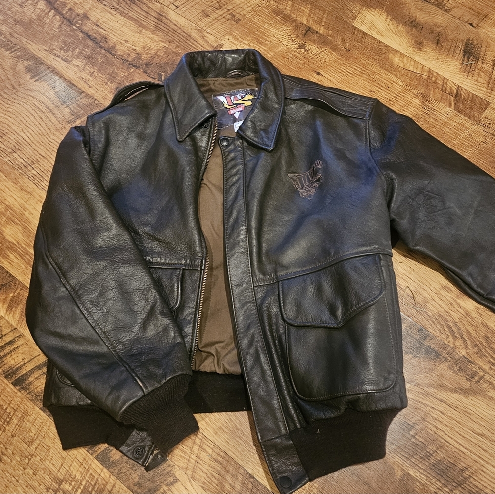 Vintage Winston Cigarette Leather Bomber Jacket